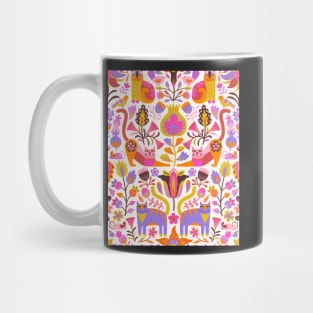 Cats in the Garden Folk Art Style Mug